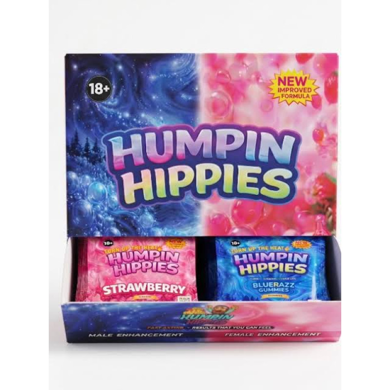 HUMPIN HIPPIES MALE & FEMALE ENHANCEMENT GUMMIES 30CT DISPLAY