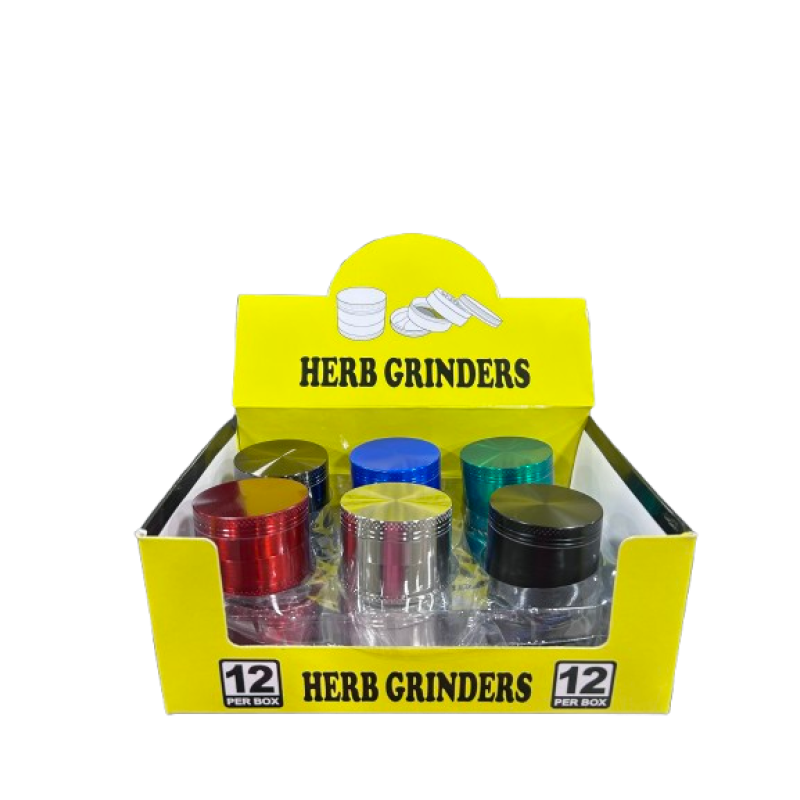 50MM 4 LAYER ZINC GRINDERS 6 COLORS 12CT/PK