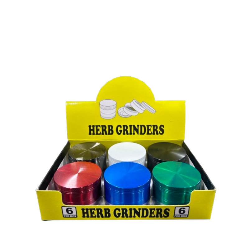 63MM 4 LAYER ZINC GRINDER 6 COLORS 6CT/PK