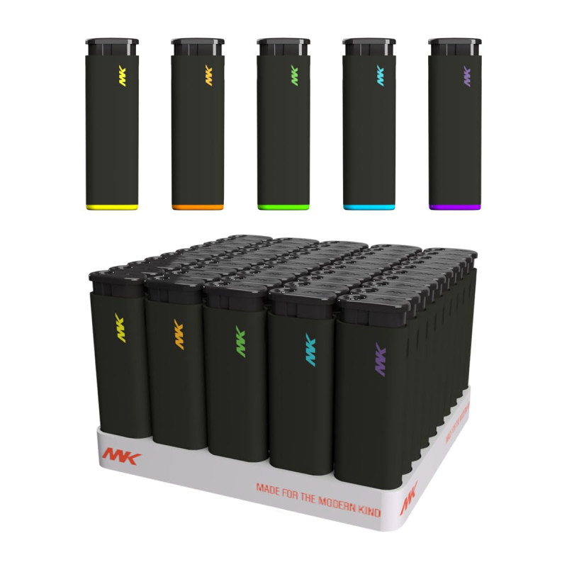MK RUBBER FINISH REFILLABLE JET LIGHTER 50CT DISPLAY
