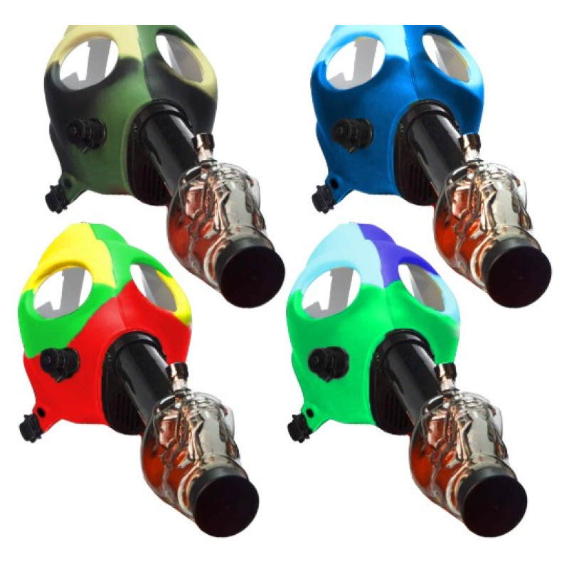 SILICONE GAS MASK W/ WATER PIPE 1CT.