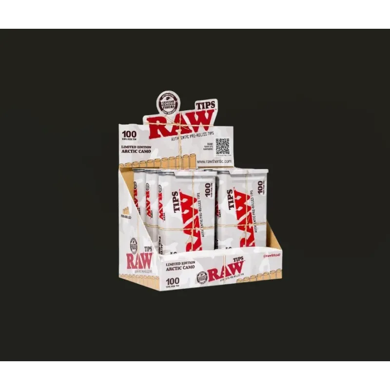 RAW ARCTIC CAMO TINS W/ 100 TIPS 6CT/PK