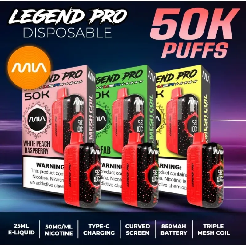 MIA LEGEND PRO 50K PUFF 5% NIC DISPOSABLE 5CT/PK *MADE IN USA*