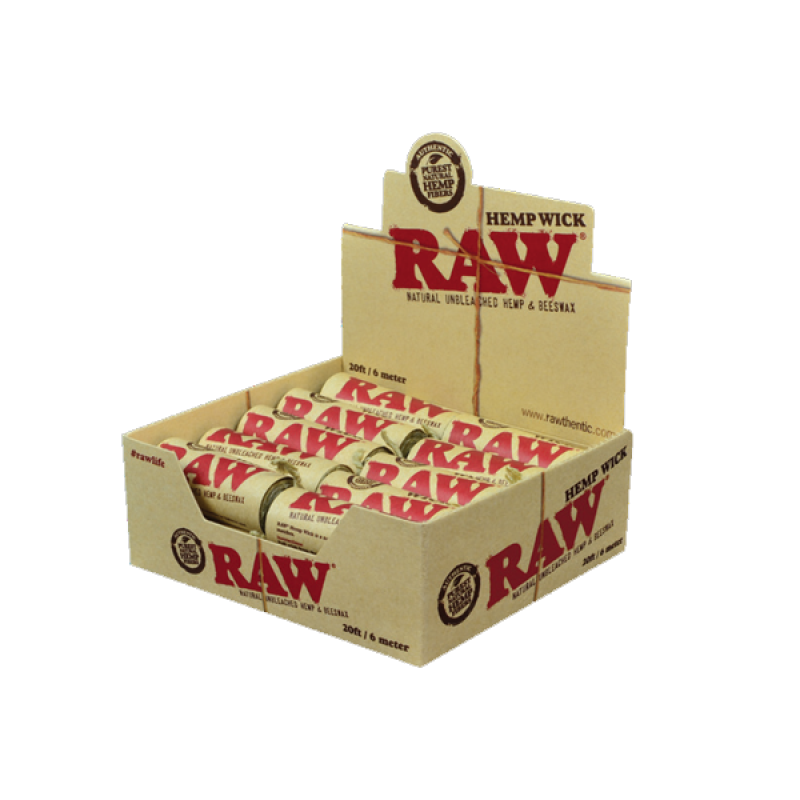 RAW -  20'/6M HEMP WICK 20CT/PK